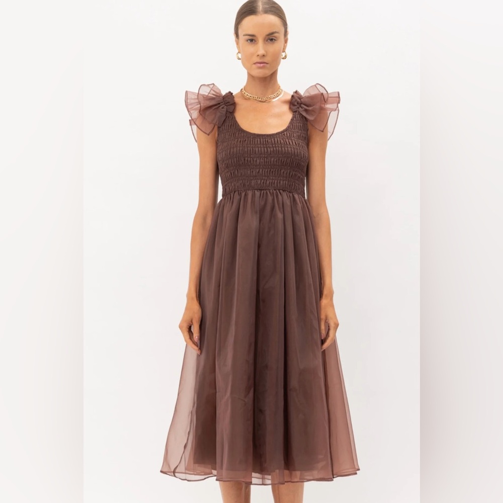 Sofie the Label Brand Taffeta Ruffle Midi Dress Size S Whimsigoth Fairycore Brow